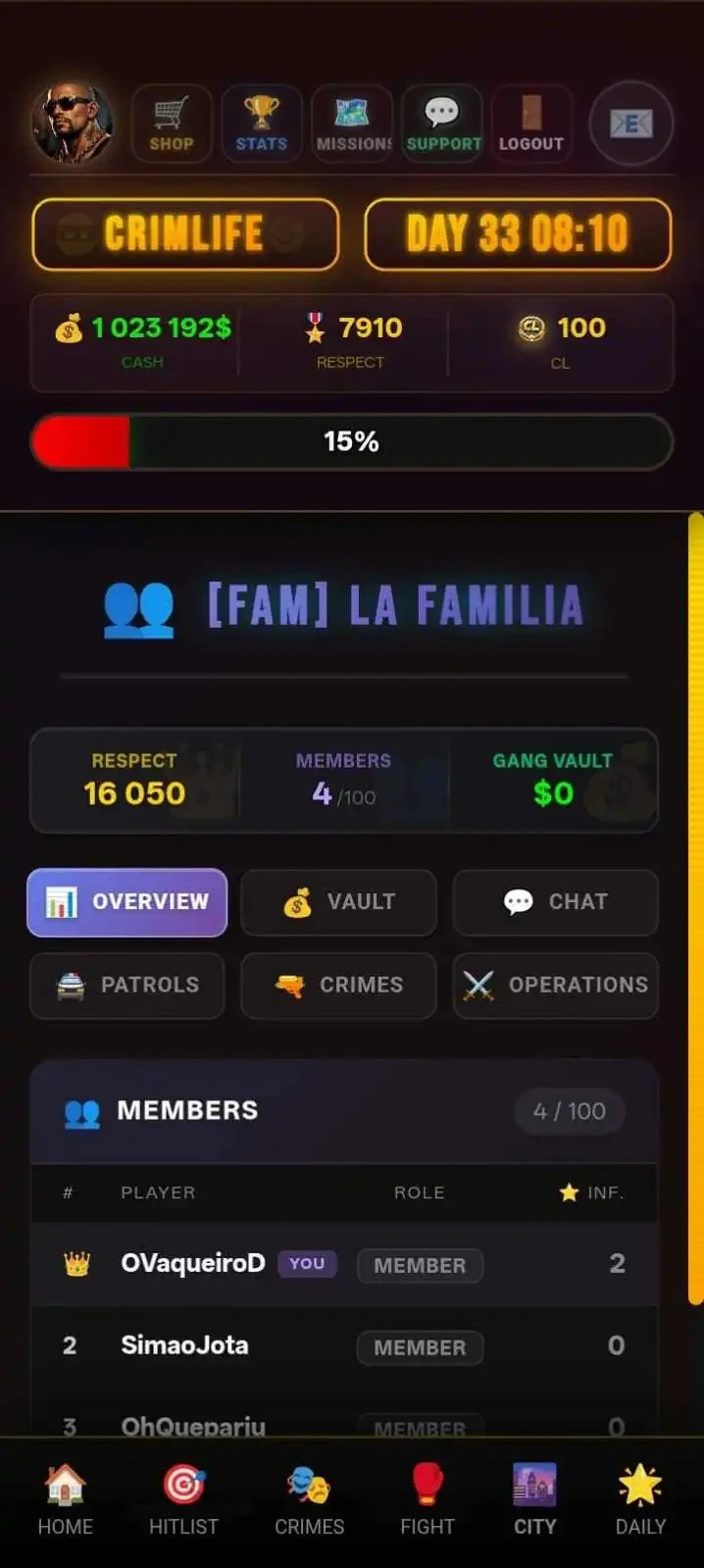 CrimLife: Mafia Crime RPG screenshot